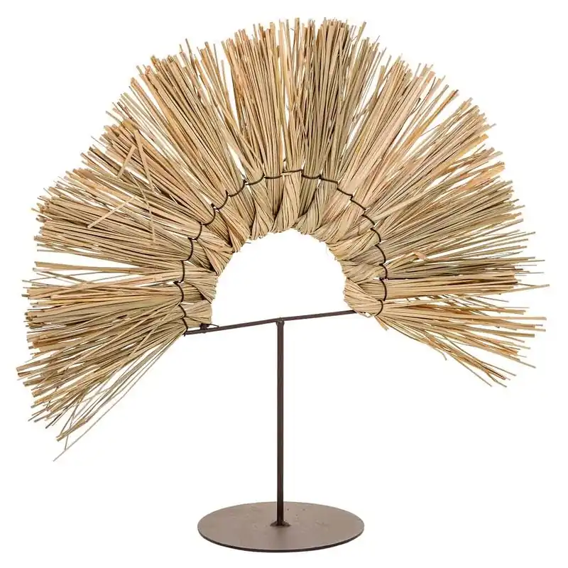 Figura decoración de fibra natural marrón 40x02x34.5
