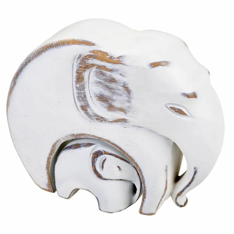 Figura Decorativa Alexandra House Living Blanco Poliresina Elefante 8 x 21 x 25 cm - Decoración