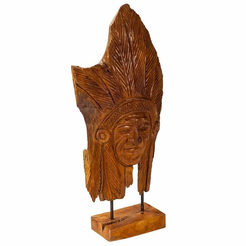 Figura Decorativa Alexandra House Living Natural madera de teca Indio 13 x 60 x 30 cm - Decoración
