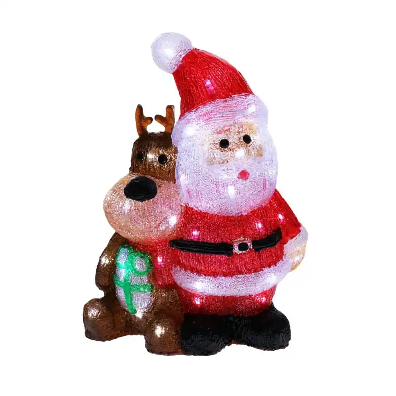 Well Home Figura Luminosa de Papá Noel y Reno con Luces LED y temporizador - Decoración