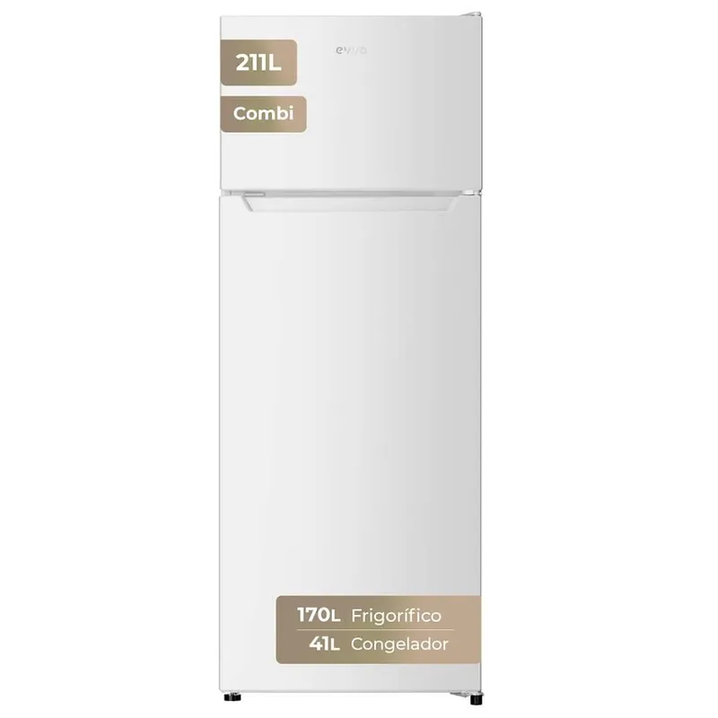 Frigorífico 2 Puertas EVVO F40, 170 l + 41 l, 142,8 cm, Clase E, Blanco - Electrodomésticos
