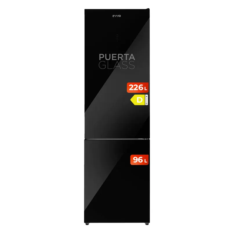 Frigorífico Combi EVVO F55W Glass, 226 l + 96 l, Total No Frost,cristal blanco - Electrodomésticos