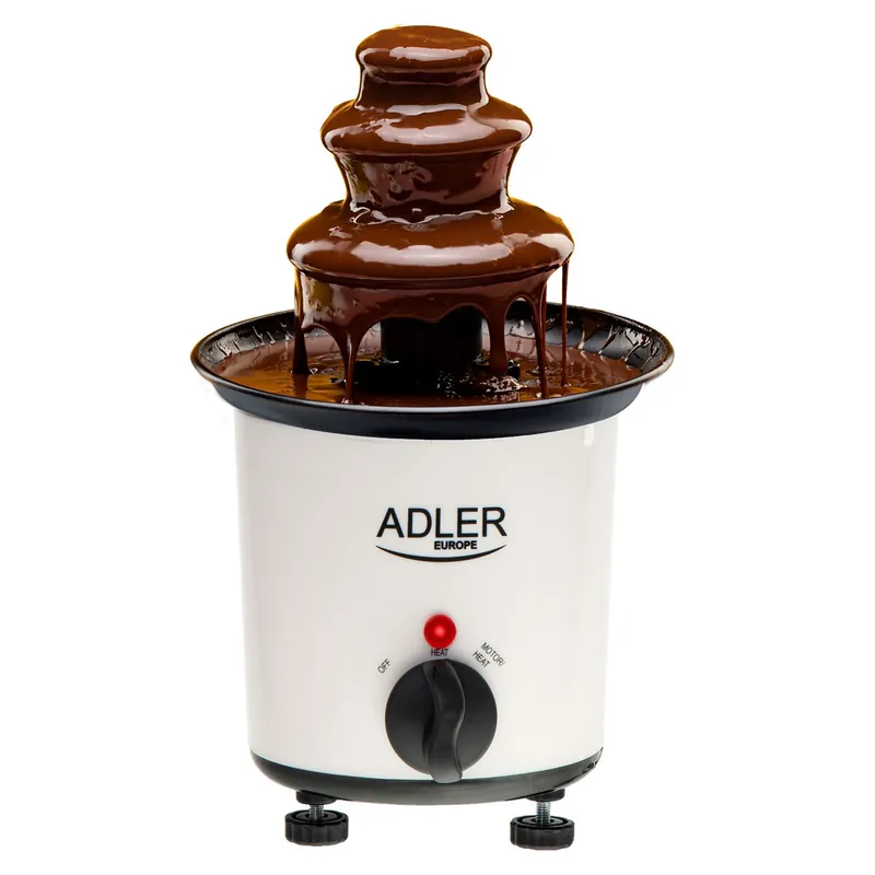 Adler AD4487 Fuente Chocolate Eléctrica, Cascada 3 Niveles, Acero Inoxidable, 200ml Chocolate, Termostato, 30, Blanco - Electrodomésticos