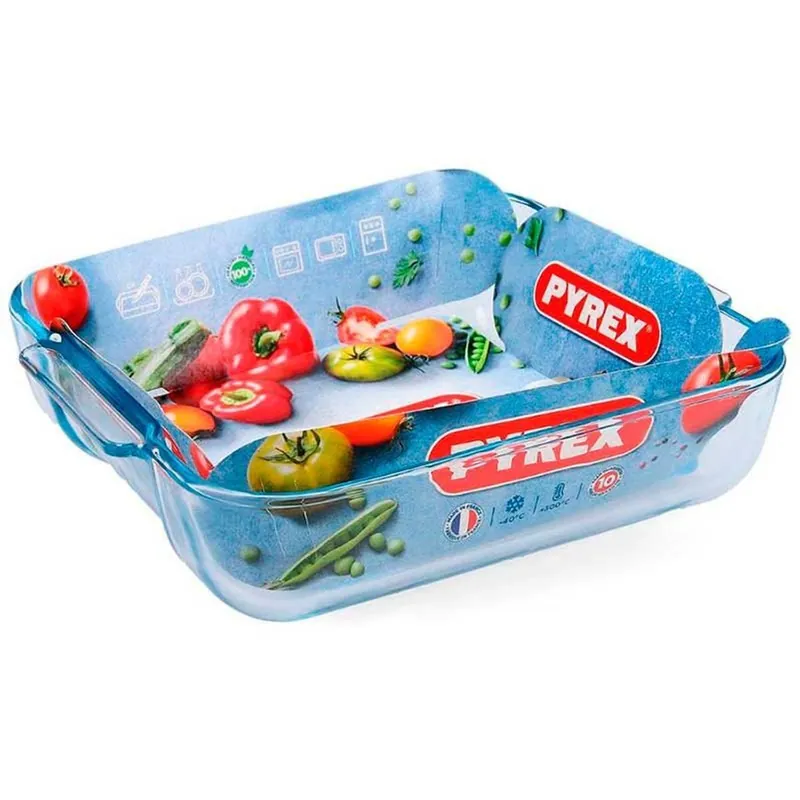 Fuente de horno Classic Pyrex cuadrada con asas vidrio 6x25x22 cm - Cocina
