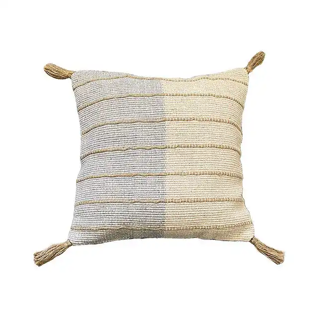 Funda de cojín de algodón con yute Aqu 30x50 Azul - Textil