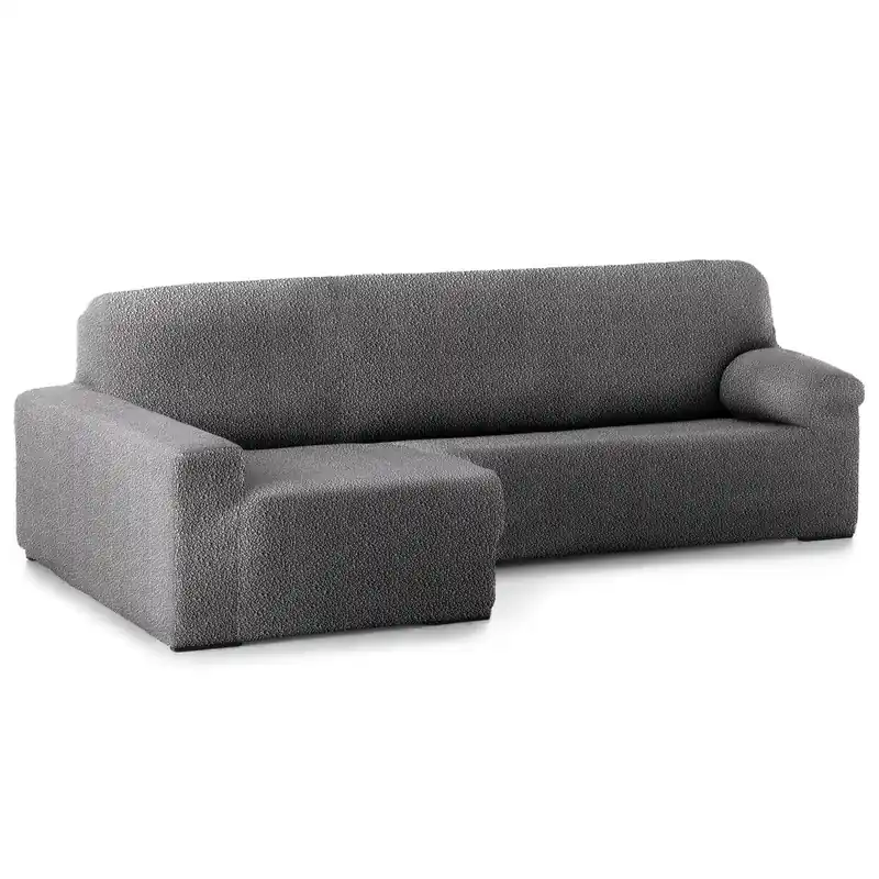 Funda Sofá Bielastica Adaptable Roc Chaise Longue Brazo Largo Izquierda (250-360 cm) Gris Oscuro
