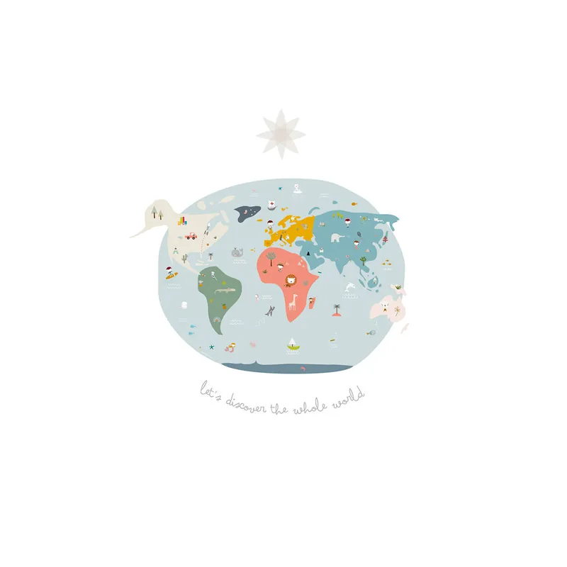 FUNDA NÓRDICA CUNA/MAXICUNA MAPA MUNDI CUNA 60 CM - Bebé