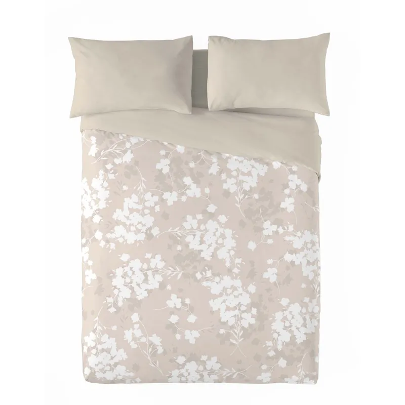 SANDAL - Funda Nórdica Estampada cama 90 - Algodón Extrasuave - Incluye 1 Funda de Almohada - LIGHT LEAVES BEIG