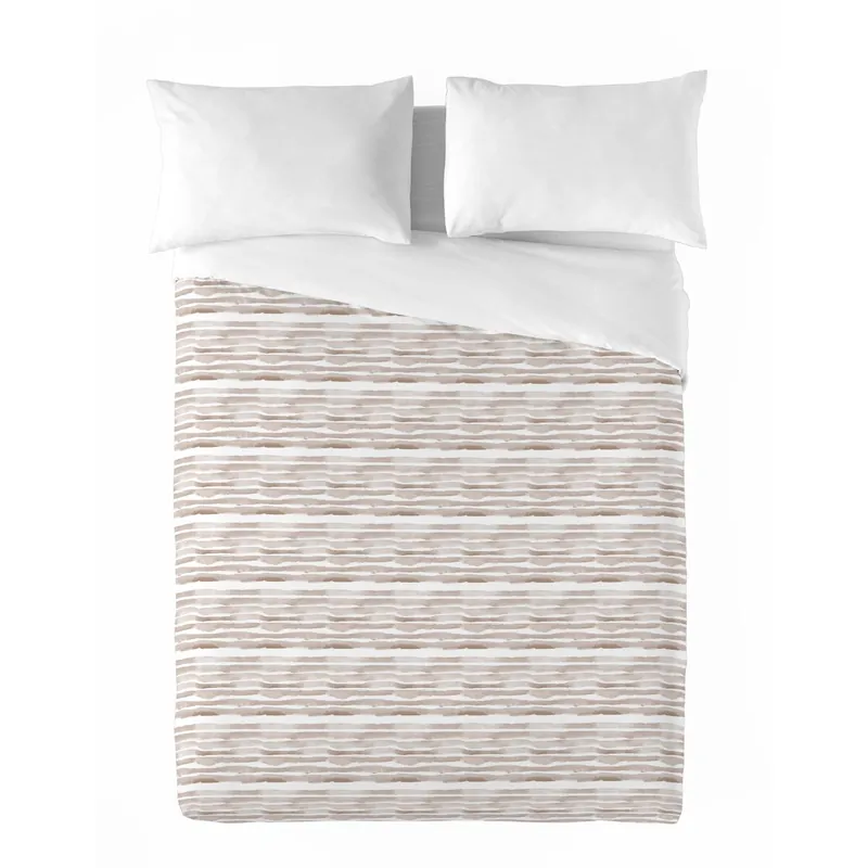 SANDAL - Funda Nórdica Estampada cama 90 - Algodón Extrasuave - Incluye 1 Funda de Almohada - RAYAS DGRADE CANELA