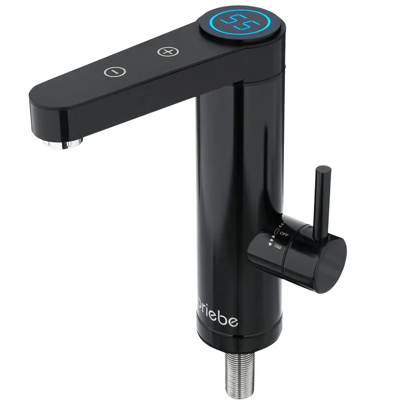 Briebe IH1206 Grifo Calentador Agua Eléctrico Instantáneo de Mesa Bajo Consumo, Acero Inox, Display, Camping, 3600, Negro - Baño