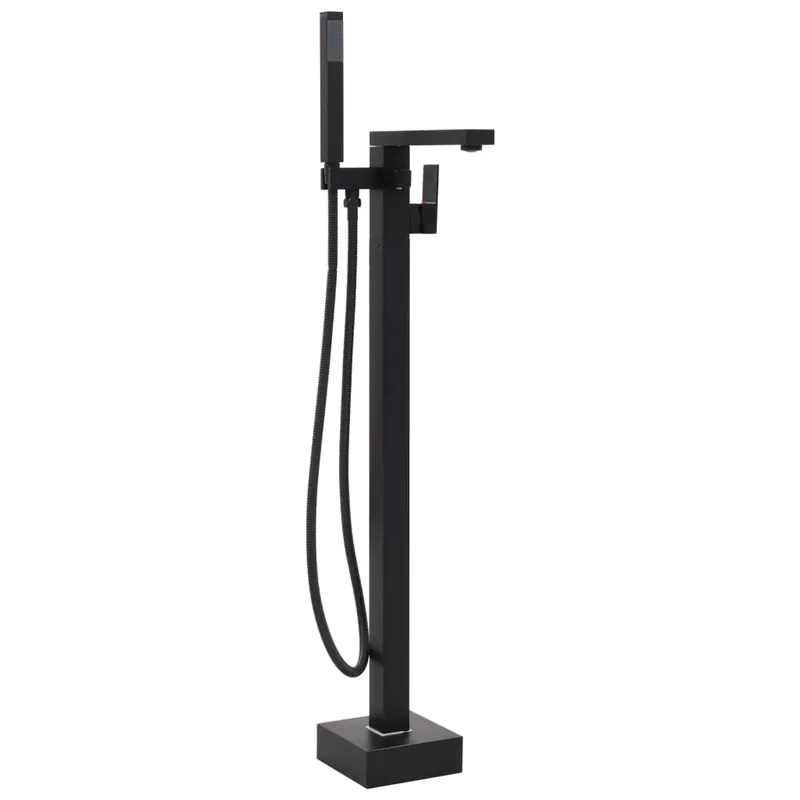 vidaXL Grifo para bañera de pie acero inoxidable negro 90 cm - Baño