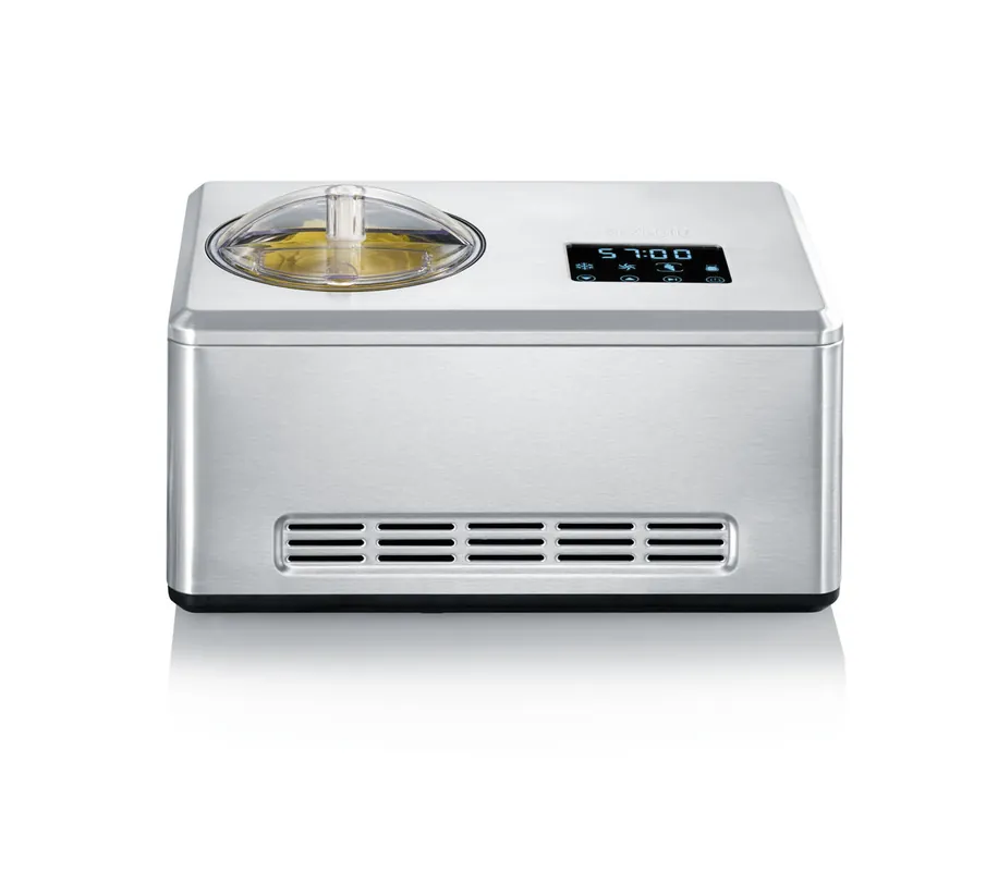 SEVERIN - Heladera y yogurtera 2 en 1, maquina para hacer helado, yogur y sorbetes con compresor, heladera con bol de conjelación, listo en 30 min, 2 l 29x43x22,5 cm, acero inoxidable, EZ 7406