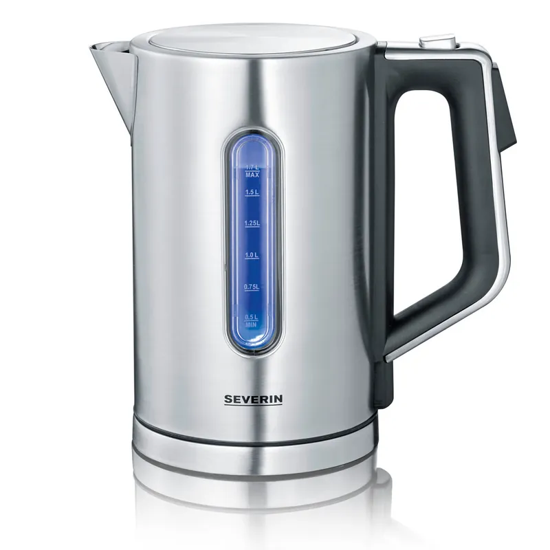 SEVERIN - Hervidor de Agua Digital, 3000 W, 1.7 litros, Acero Inoxidable Cepillado/Negro WK 3418