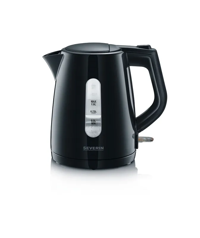 SEVERIN - Hervidor de Agua, 2.200 W, 1.0 L. Elemento calentador oculto. Base 360 con Sistema Inalámbrico, Negro WK 3410