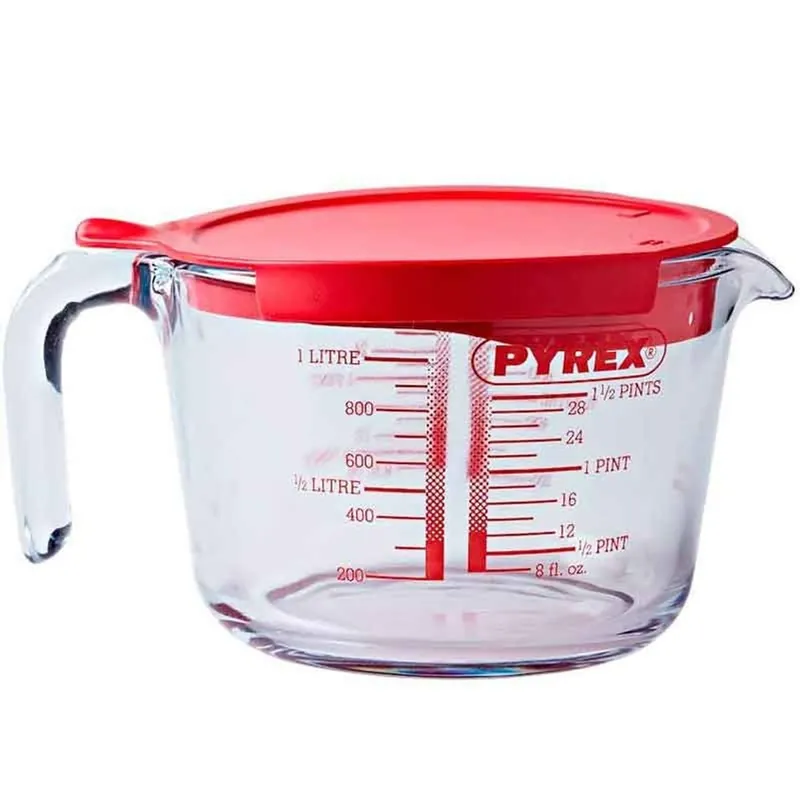 Jarra medidora Classic Pyrex con tapa 1L vidrio rojo - Cocina