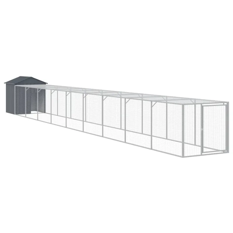 vidaXL Jaula gallinas con corral acero galvanizado gris 117x201x123 cm - Jardín