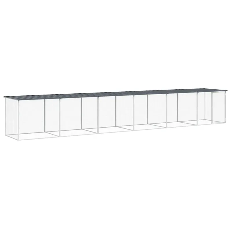 vidaXL Gallinero con techo acero galvanizado antracita 603x98x90 cm - Jardín