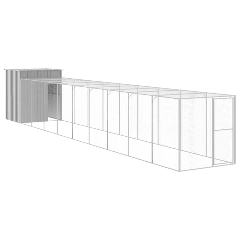 vidaXL Gallinero con corral acero galvanizado gris claro 165x251x181cm - Jardín