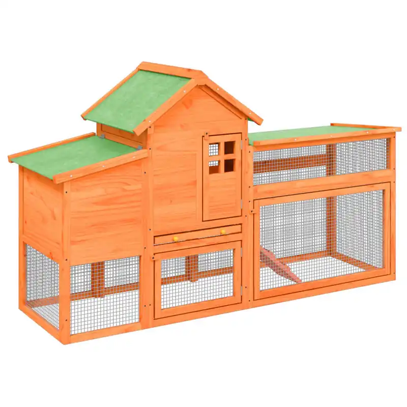 vidaXL Gallinero madera maciza de pino marrón 186,5x58,5x113 cm - Jardín