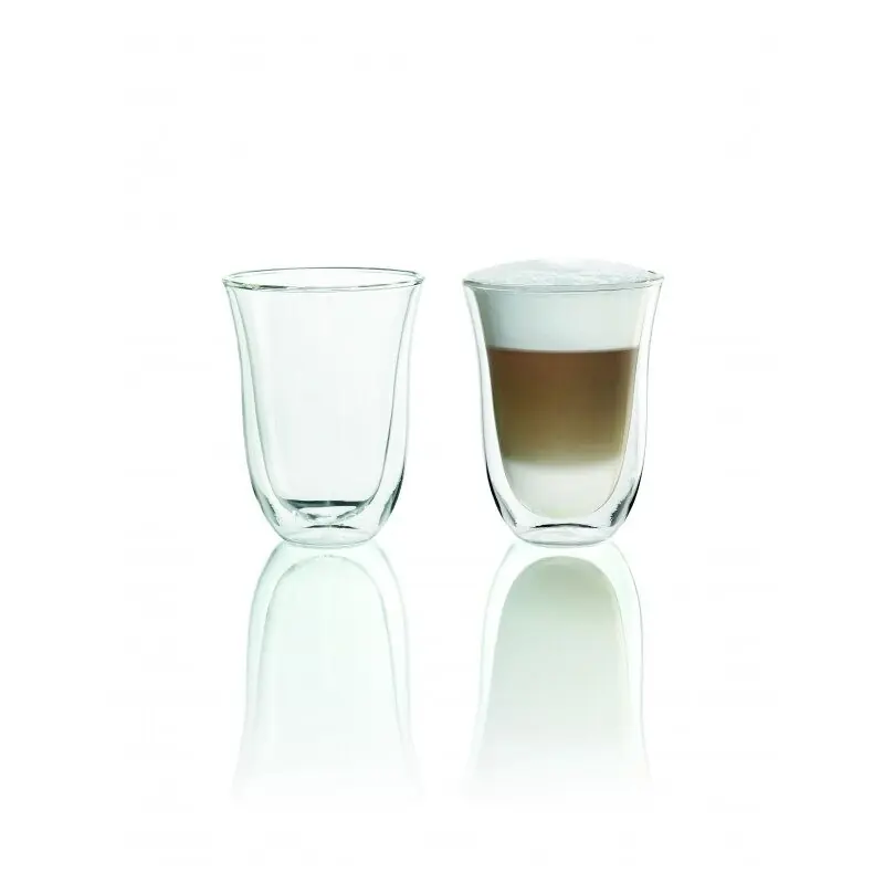 De'Longhi Juego De 2 Vasos Para Café Latte Macchiato. Doble Pared De Vidrio Templado. Apto Lavavajillas. Transparente. 220 ml - Cocina