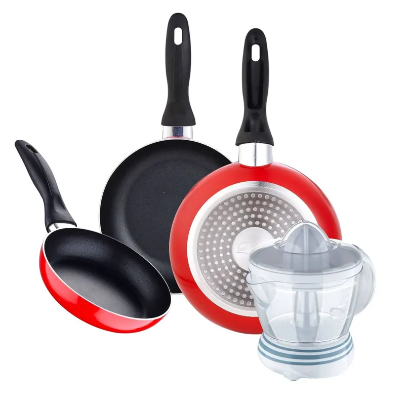 Juego de 3 sartenes San Ignacio 16/20/24 cm +Exprimidor de 40W de Potencia - Capacidad de 1.2 Litros