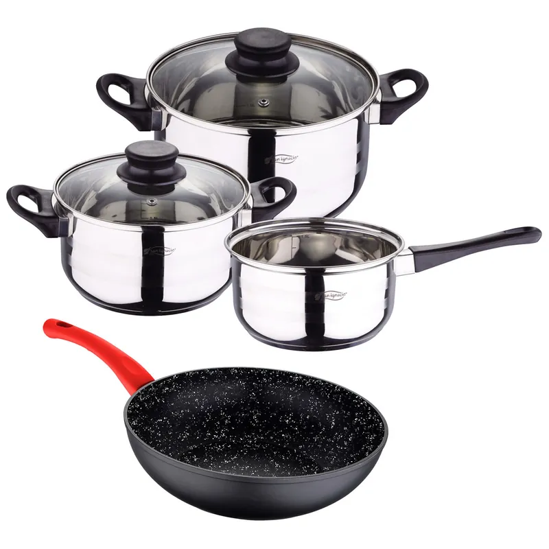Juego de bateria de cocina de 5pc + Wok en aluminio forjado San Ignacio.