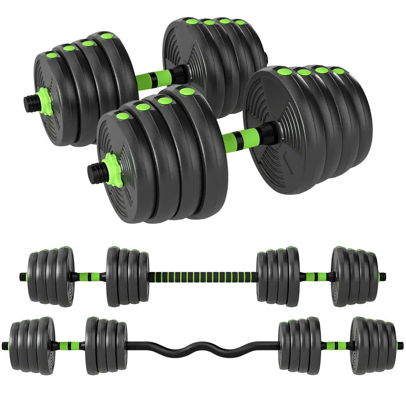 SPORTNOW Juego de Mancuernas Ajustables 3 en 1 30kg, Juego de Pesas con Barra de Conexión y Mango Antideslizante, Pesas y Mancuernas para Hombres y Mujeres, Ejercicio de Fitness, Casa Gimnasio - Deporte