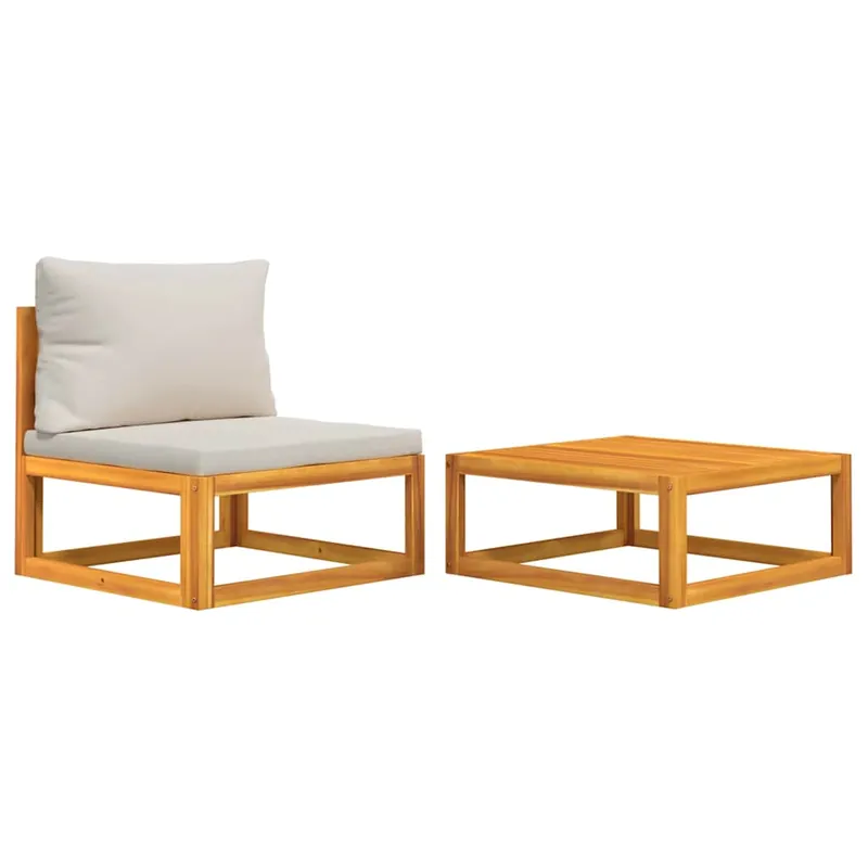 vidaXL Sofás de jardín 2 pzas con cojines madera maciza acacia - Sofás sillones puffs