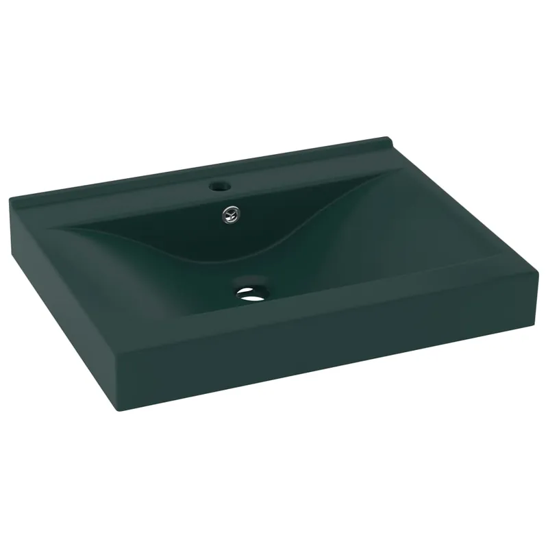 vidaXL Lavabo de lujo con grifo cerámica azul oscuro 60x46 cm - Baño