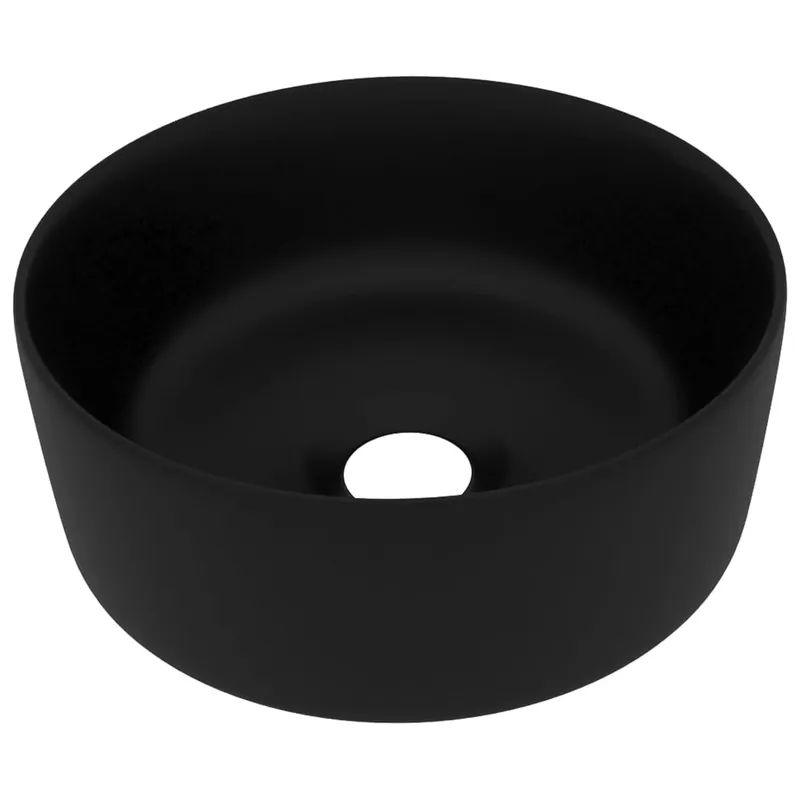vidaXL Lavabo de lujo redondo cerámica verde oscuro mate 40x15 cm - Baño