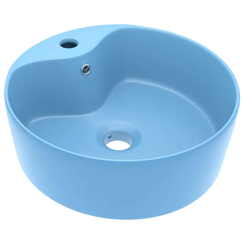 vidaXL Lavabo lujoso con rebosadero cerámica crema mate 36x13 cm - Baño