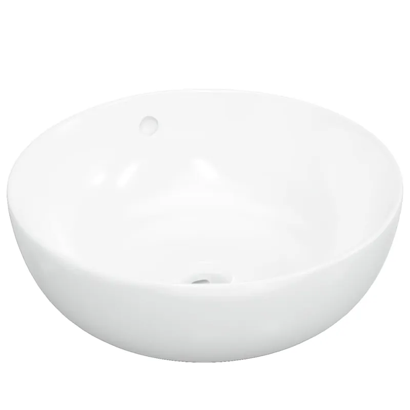 vidaXL Lavabo redondo cerámica blanco 44x17 cm - Baño