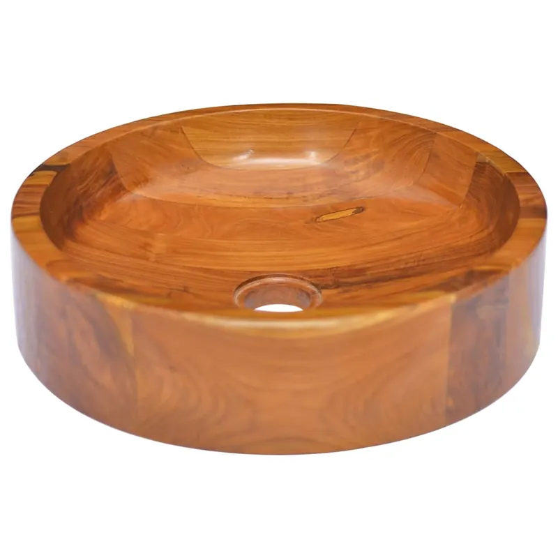 vidaXL Lavabo de madera maciza de teca Φ40x10 cm - Baño