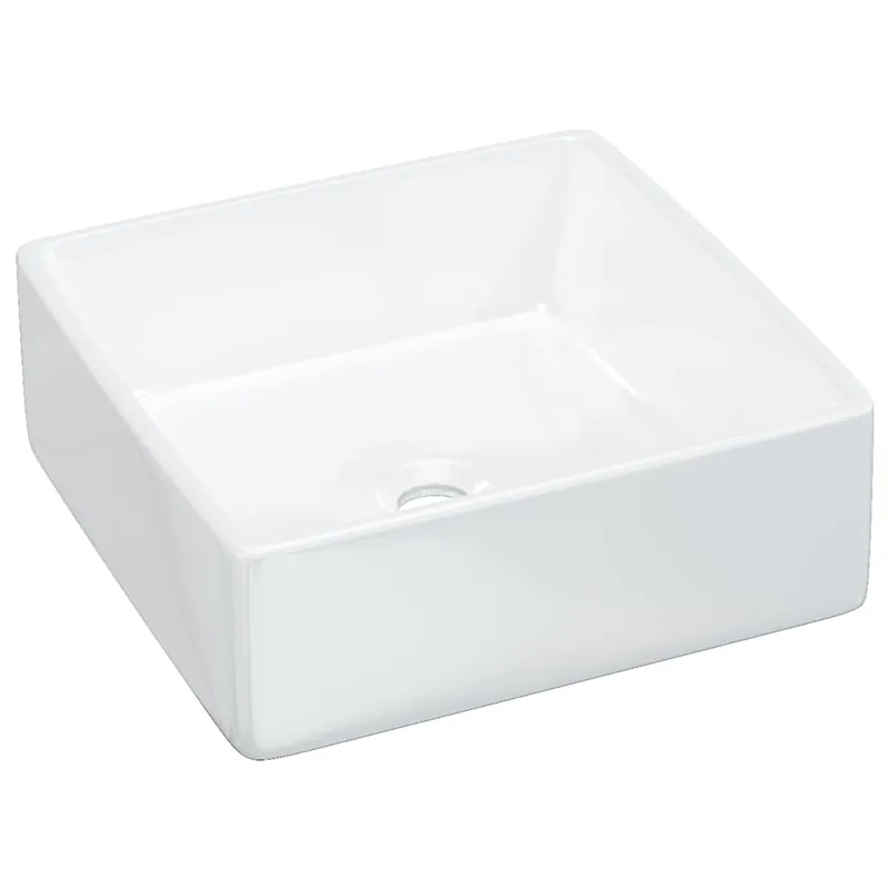 vidaXL Lavabo cuadrado de cerámica blanco 37x37x13 cm - Baño