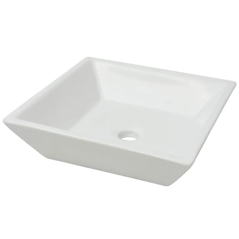 vidaXL Lavabo cuadrado de cerámica negro 41,5x41,5x12 cm - Baño