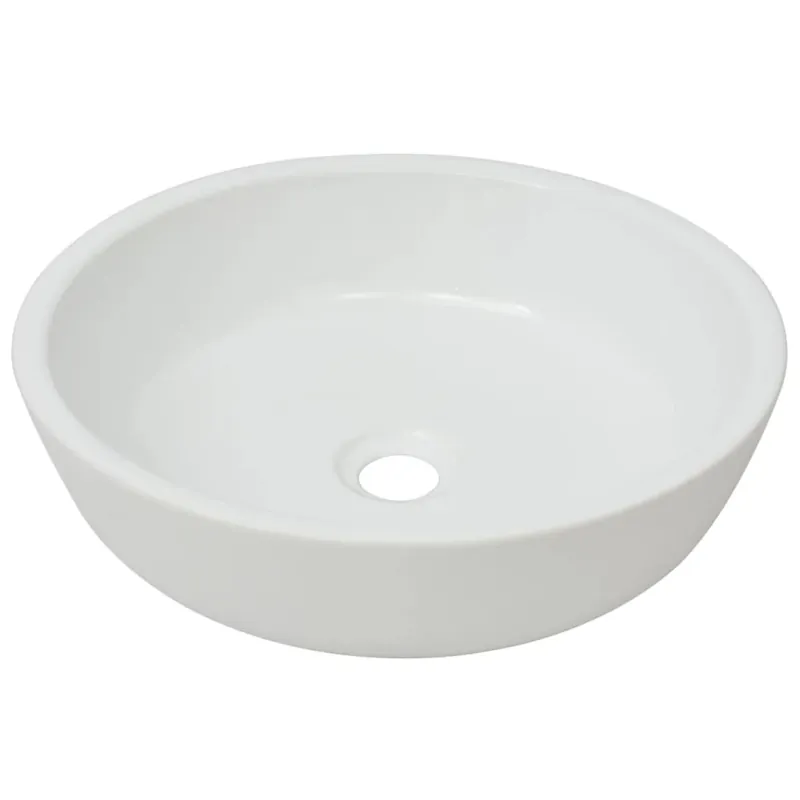 vidaXL Lavabo redondo de cerámica negro 42x12 cm - Baño