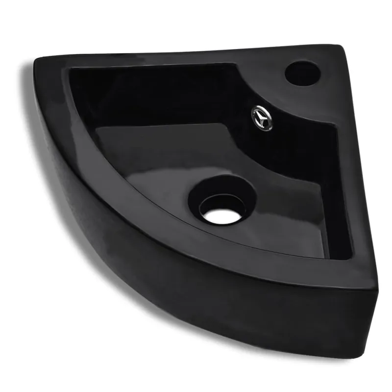 vidaXL Lavabo con rebosadero 45x32x12,5 cm negro - Baño