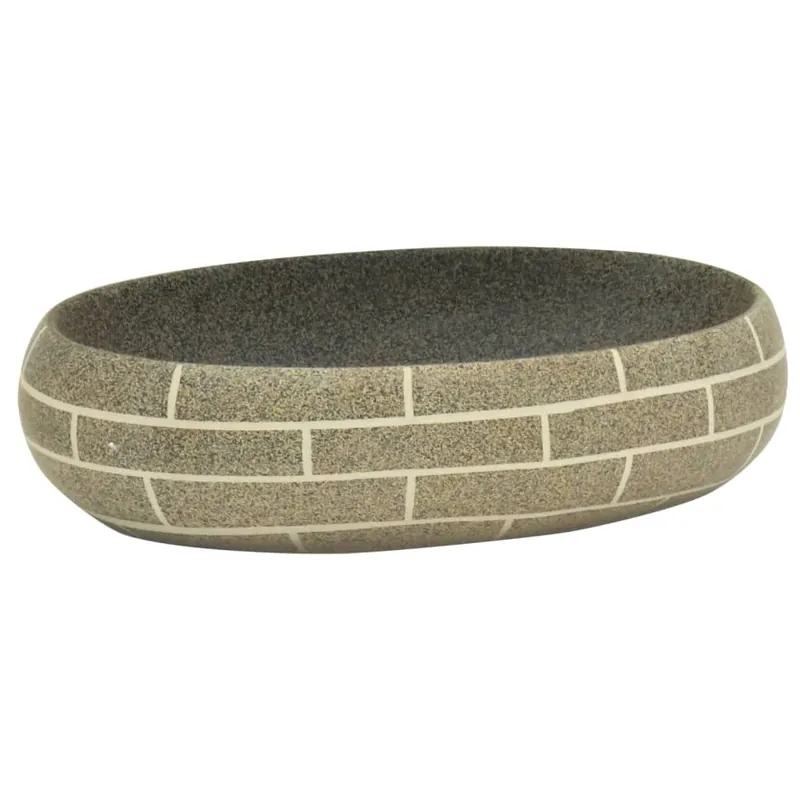 vidaXL Lavabo sobre encimera ovalado cerámica multicolor 59x40x15 cm - Baño