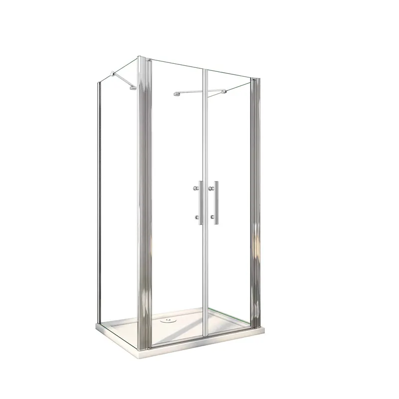 AICA Mampara de ducha abatible+paneles laterales,vidrio antical 6mm,cromado,900x700x900x1950mm - Baño