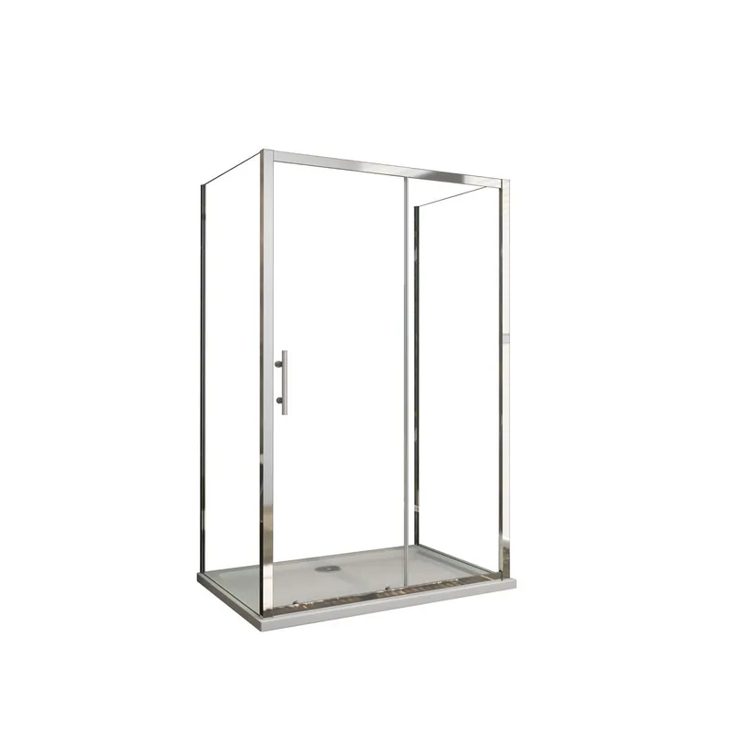 AICA Mampara de ducha corredera+dos paneles laterales,vidrio 5mm,(963-1003)x(680-700)x1850mm
