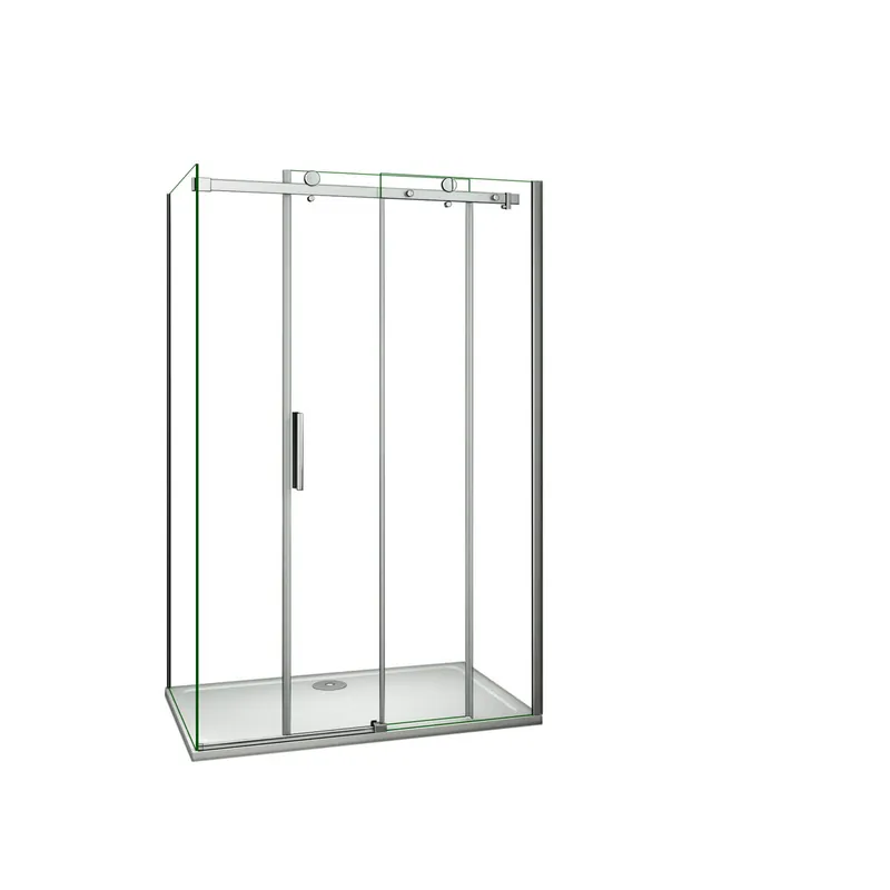 AICA Mampara de ducha corredera+panel lateral 8mm antical 100x90x195cm+plato de ducha100x90x3cm - Baño