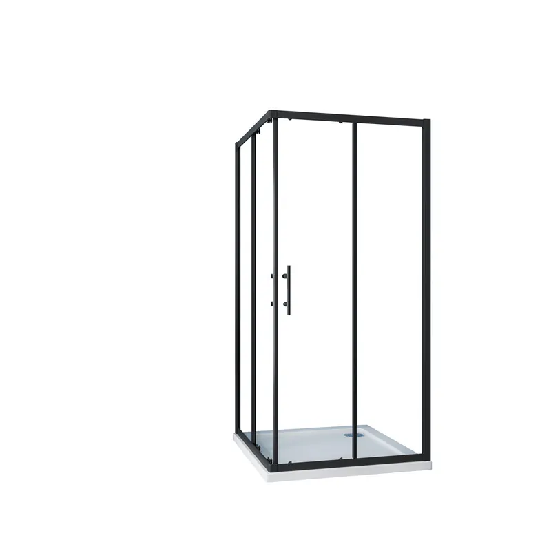 AICA Mampara de ducha cuadrada corredera perfil negro mate vidrio antical 6mm 700x700x1900mm - Baño