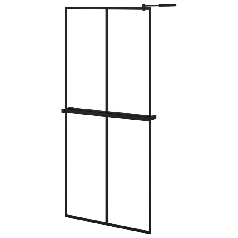 vidaXL Mampara ducha con estante vidrio ESG y aluminio negro 80x195 cm - Baño
