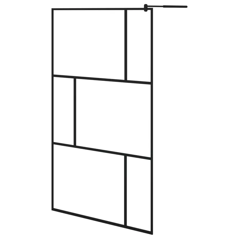 vidaXL Mampara de ducha accesible con vidrio templado negro 80x195 cm - Baño