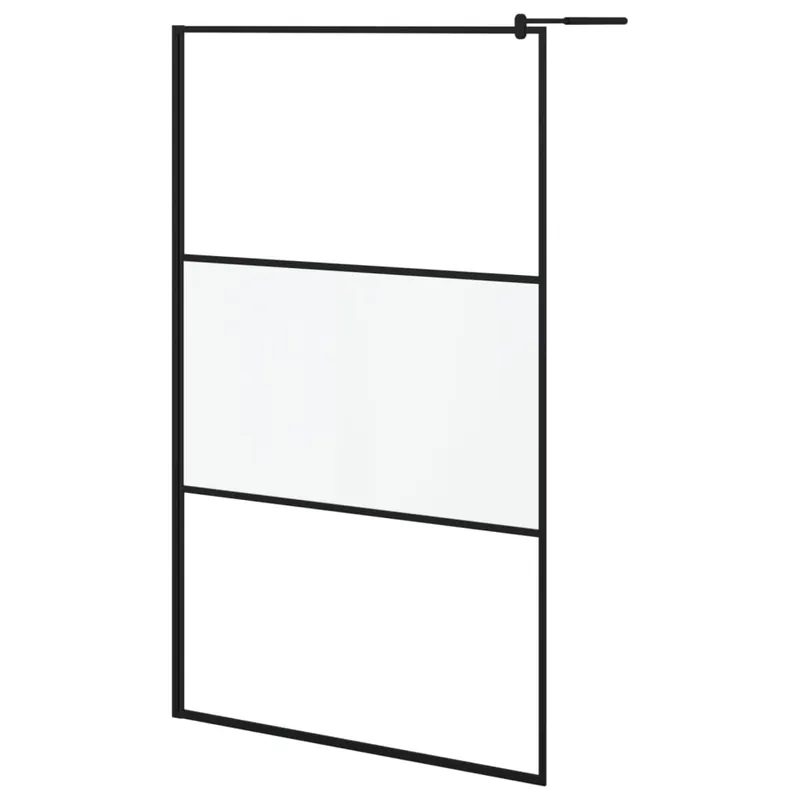 vidaXL Mampara de ducha vidrio ESG semiesmerilado negro 80x195 cm - Baño