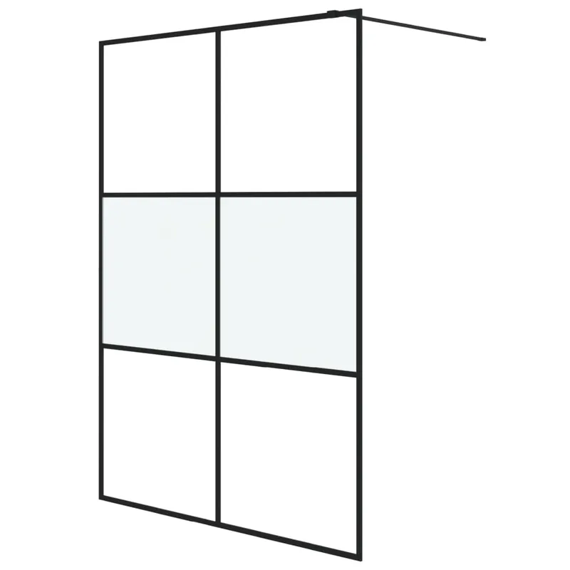 vidaXL Mampara de ducha vidrio ESG semiesmerilado negro 140x195 cm - Baño