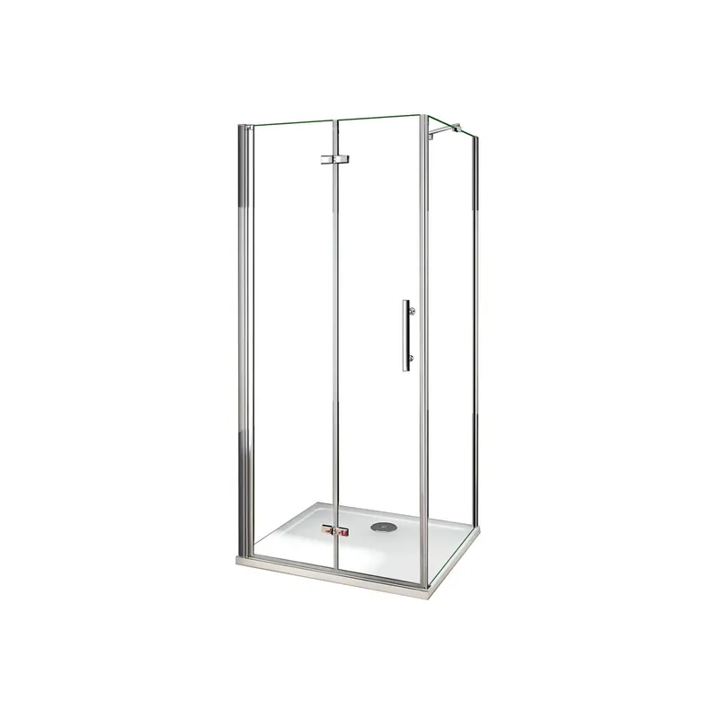 AICA Mampara de ducha plegable+panel lateral+barra 45cm 70x90x185cm+plato de ducha 90x70x3cm - Baño