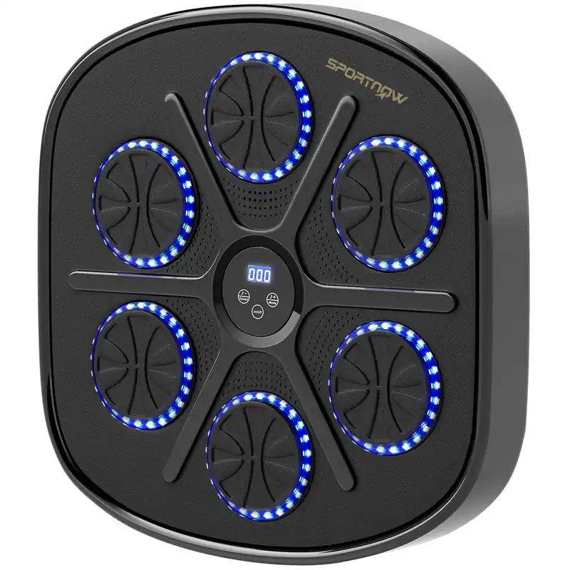 SPORTNOW Boxeo Pared Musical con 9 Modos de Velocidad, Guantes y Conexión Bluetooth, Máquina Boxeo Musical Pared con Luces LED, para Adultos y Niños en Casa, Oficina, Gimnasio - Deporte