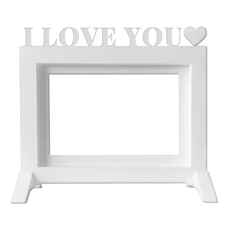 Well Home - Marco de Fotos de Mesa o Pared / Modelo ''I love you'' / Tamaño del marco 20,5x13,5x1,5 para Fotos de 10x15 / Color Blanco