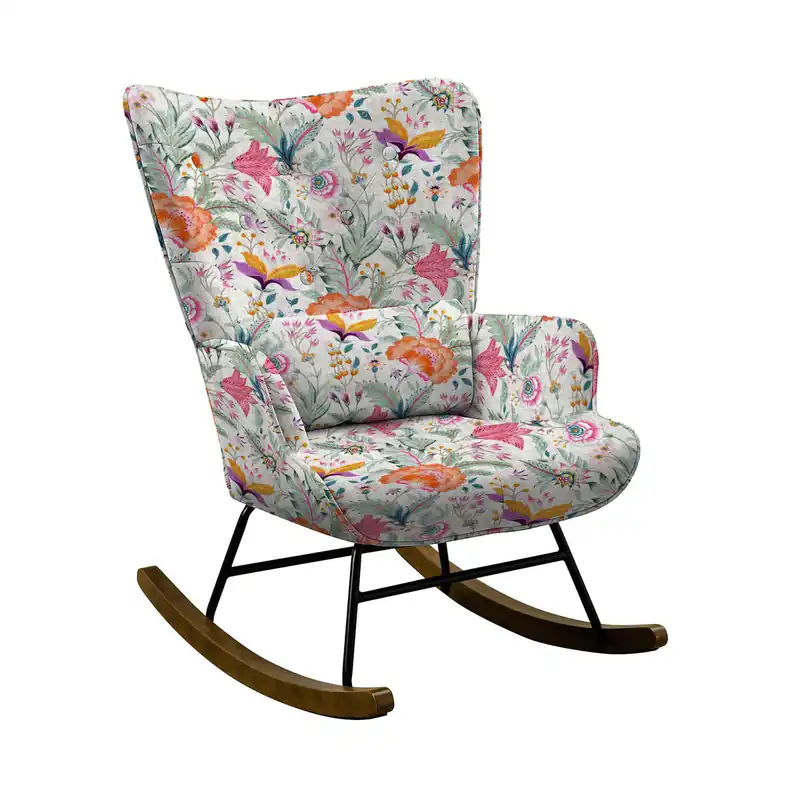 Mecedora de lujo en terciopelo premium con estructura de metal y patas de madera maciza: comodidad ergonómica para el día a día. - Sofás sillones puffs